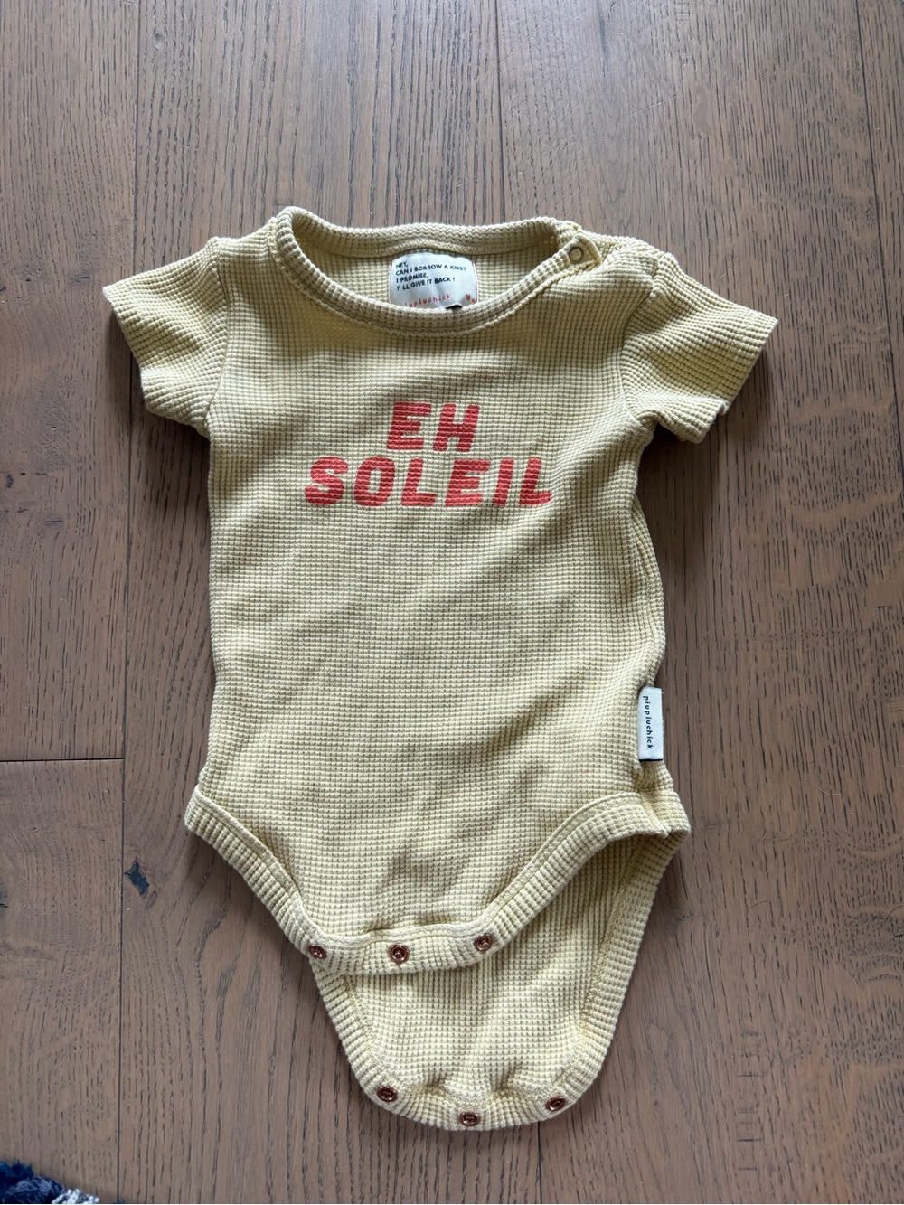 EH SOLEIL Yellow Waffle-Knit Baby Bodysuit
